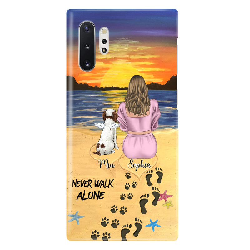 Personalized Memorial Dog Mom Phone Case - Up to 3 Dogs - Memorial Gift Idea for Dog Owners - Never Walk Alone - Case for iPhone/Samsung