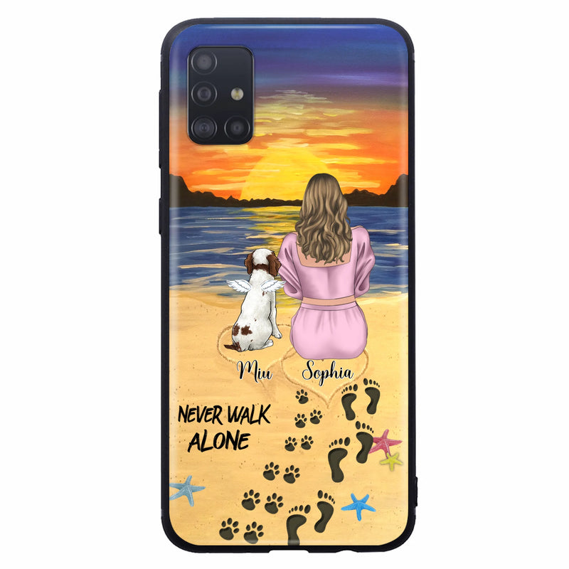 Personalized Memorial Dog Mom Phone Case - Up to 3 Dogs - Memorial Gift Idea for Dog Owners - Never Walk Alone - Case for iPhone/Samsung