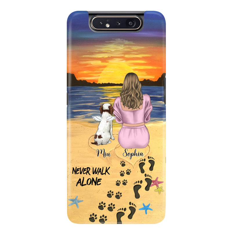 Personalized Memorial Dog Mom Phone Case - Up to 3 Dogs - Memorial Gift Idea for Dog Owners - Never Walk Alone - Case for iPhone/Samsung