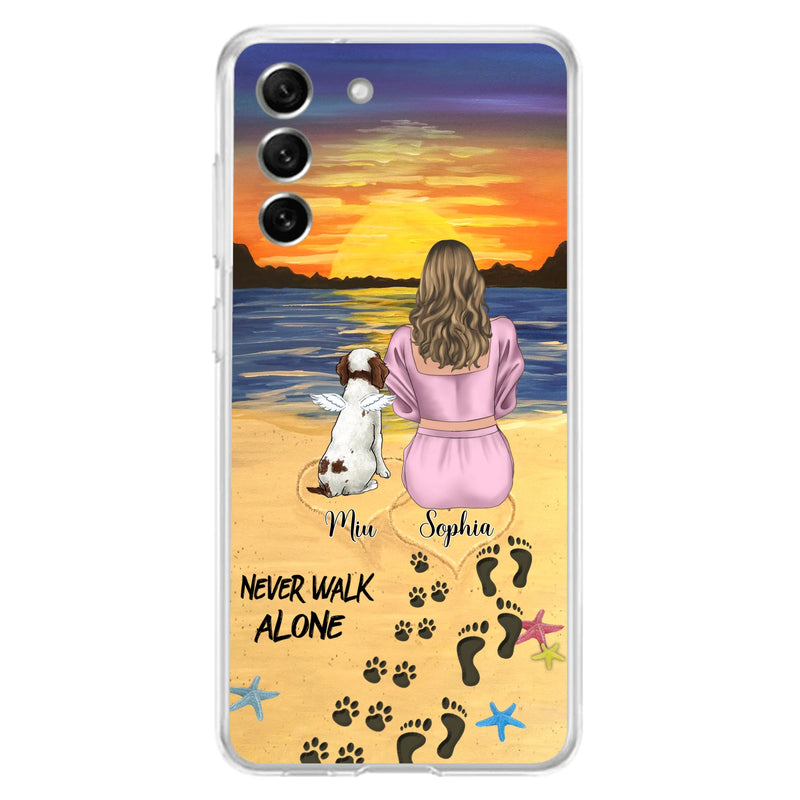 Personalized Memorial Dog Mom Phone Case - Up to 3 Dogs - Memorial Gift Idea for Dog Owners - Never Walk Alone - Case for iPhone/Samsung