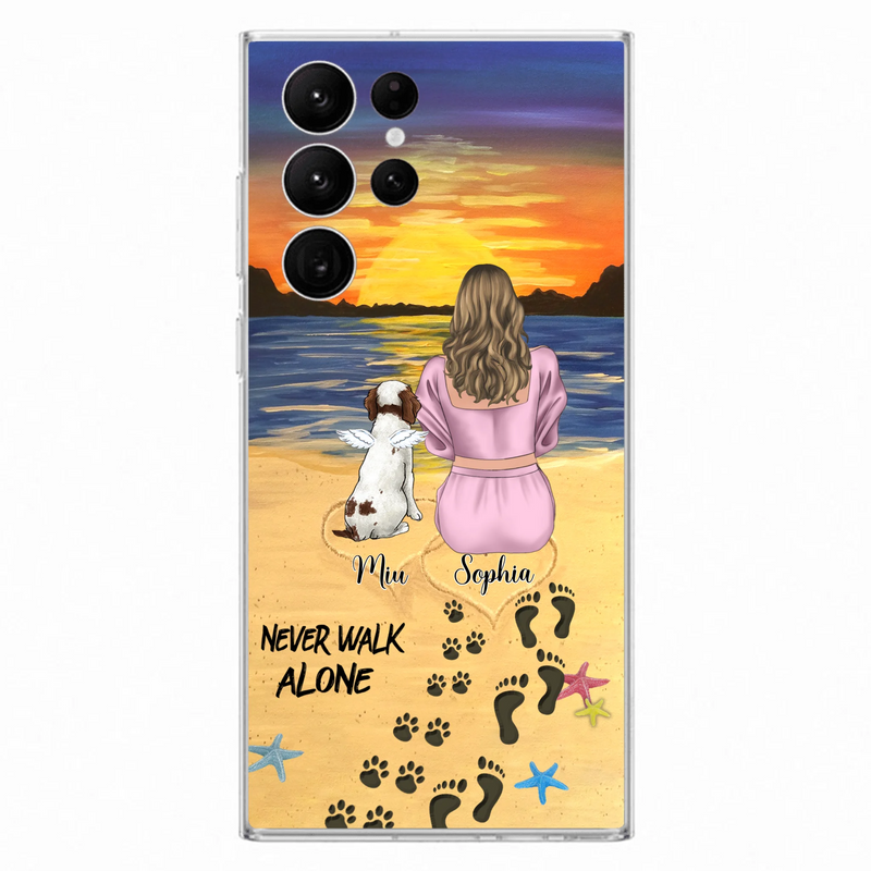 Personalized Memorial Dog Mom Phone Case - Up to 3 Dogs - Memorial Gift Idea for Dog Owners - Never Walk Alone - Case for iPhone/Samsung