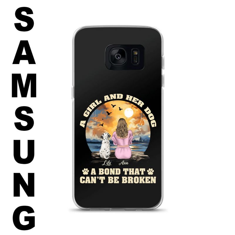 Personalized Dog Mom Phone Case - Up to 4 Dogs - Gift Idea for Dog Owners - Case For iPhone/Samsung - A Girl And Her Dog A Bond That Can't Be Broken