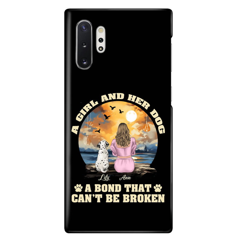 Personalized Dog Mom Phone Case - Up to 4 Dogs - Gift Idea for Dog Owners - Case For iPhone/Samsung - A Girl And Her Dog A Bond That Can't Be Broken