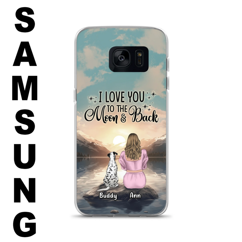 Personalized Dog Mom Phone Case - Up to 6 Dogs - Gift Idea for Dog Lovers - I Love You To The Moon & Back - Case for iPhone/Samsung