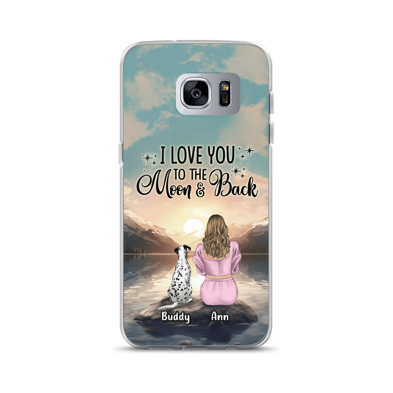 Personalized Dog Mom Phone Case - Up to 6 Dogs - Gift Idea for Dog Lovers - I Love You To The Moon & Back - Case for iPhone/Samsung