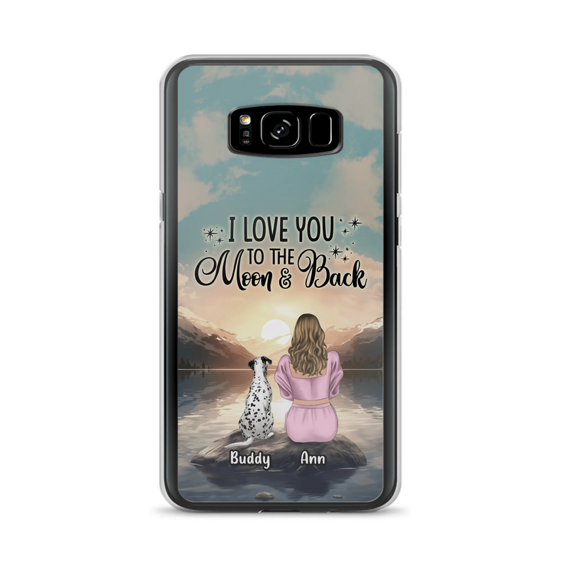 Personalized Dog Mom Phone Case - Up to 6 Dogs - Gift Idea for Dog Lovers - I Love You To The Moon & Back - Case for iPhone/Samsung