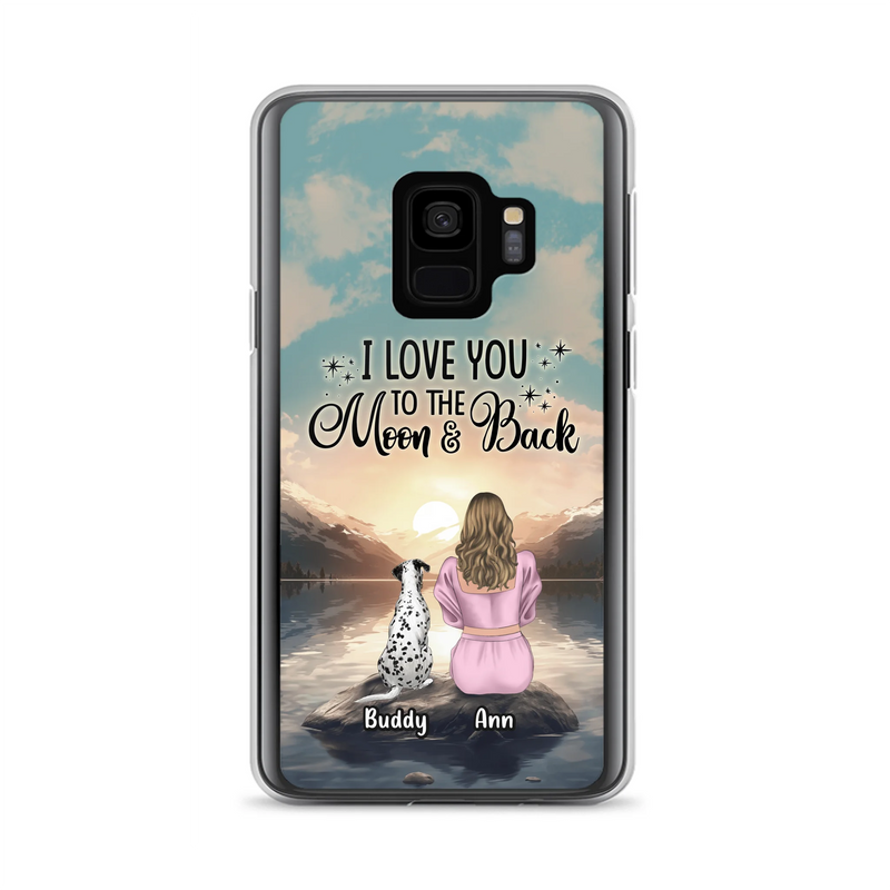 Personalized Dog Mom Phone Case - Up to 6 Dogs - Gift Idea for Dog Lovers - I Love You To The Moon & Back - Case for iPhone/Samsung