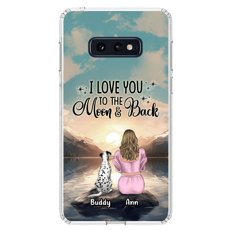 Personalized Dog Mom Phone Case - Up to 6 Dogs - Gift Idea for Dog Lovers - I Love You To The Moon & Back - Case for iPhone/Samsung