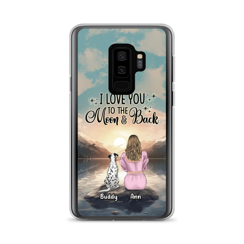 Personalized Dog Mom Phone Case - Up to 6 Dogs - Gift Idea for Dog Lovers - I Love You To The Moon & Back - Case for iPhone/Samsung