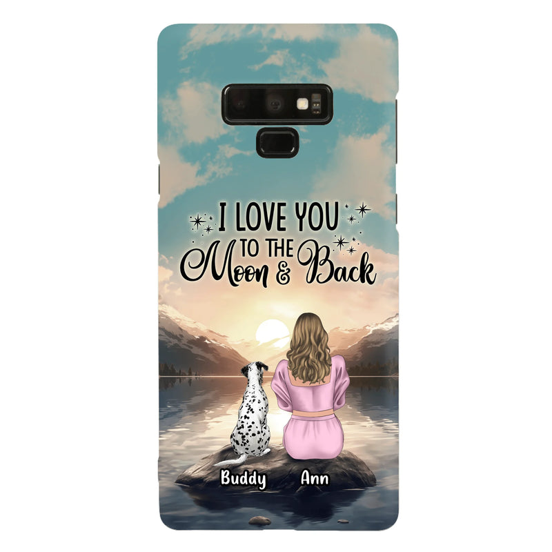 Personalized Dog Mom Phone Case - Up to 6 Dogs - Gift Idea for Dog Lovers - I Love You To The Moon & Back - Case for iPhone/Samsung