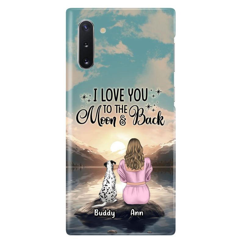 Personalized Dog Mom Phone Case - Up to 6 Dogs - Gift Idea for Dog Lovers - I Love You To The Moon & Back - Case for iPhone/Samsung