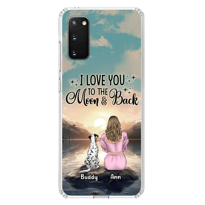 Personalized Dog Mom Phone Case - Up to 6 Dogs - Gift Idea for Dog Lovers - I Love You To The Moon & Back - Case for iPhone/Samsung