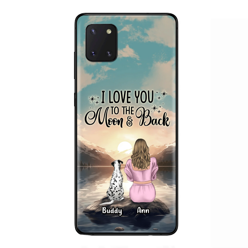 Personalized Dog Mom Phone Case - Up to 6 Dogs - Gift Idea for Dog Lovers - I Love You To The Moon & Back - Case for iPhone/Samsung