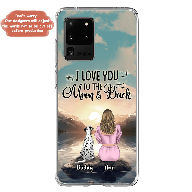 Personalized Dog Mom Phone Case - Up to 6 Dogs - Gift Idea for Dog Lovers - I Love You To The Moon & Back - Case for iPhone/Samsung