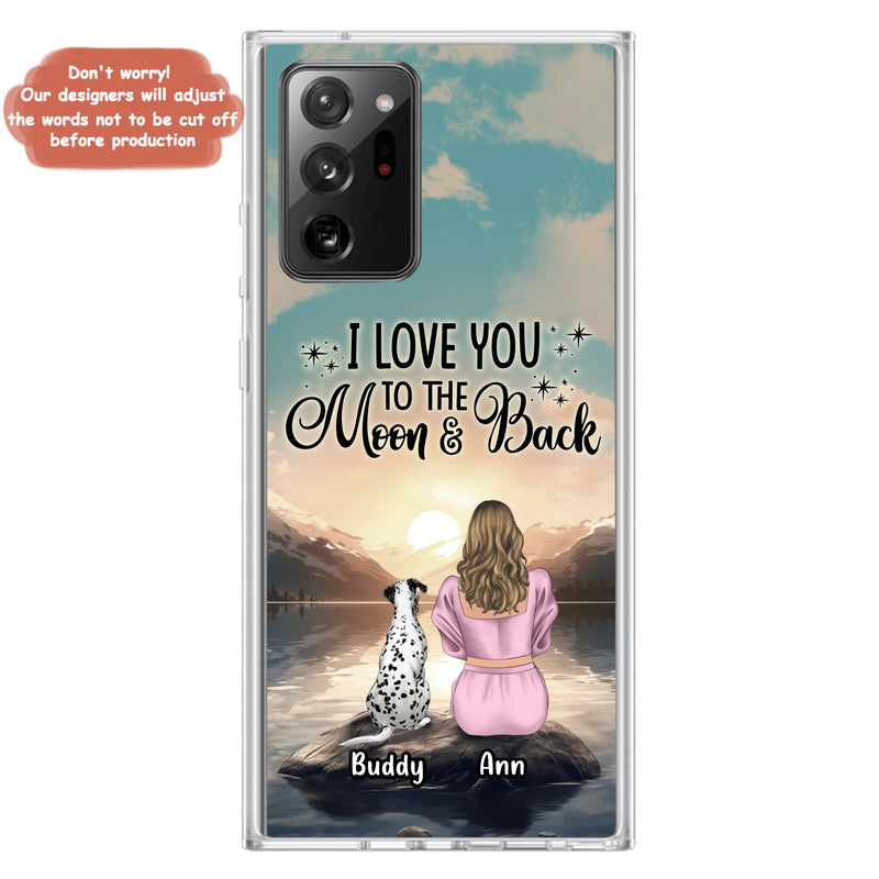 Personalized Dog Mom Phone Case - Up to 6 Dogs - Gift Idea for Dog Lovers - I Love You To The Moon & Back - Case for iPhone/Samsung