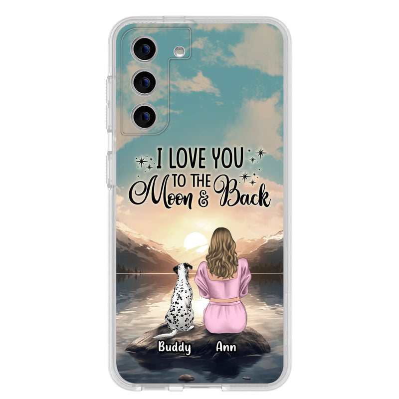 Personalized Dog Mom Phone Case - Up to 6 Dogs - Gift Idea for Dog Lovers - I Love You To The Moon & Back - Case for iPhone/Samsung