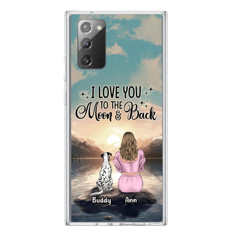 Personalized Dog Mom Phone Case - Up to 6 Dogs - Gift Idea for Dog Lovers - I Love You To The Moon & Back - Case for iPhone/Samsung