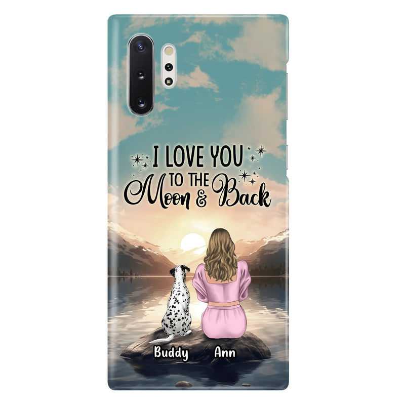 Personalized Dog Mom Phone Case - Up to 6 Dogs - Gift Idea for Dog Lovers - I Love You To The Moon & Back - Case for iPhone/Samsung