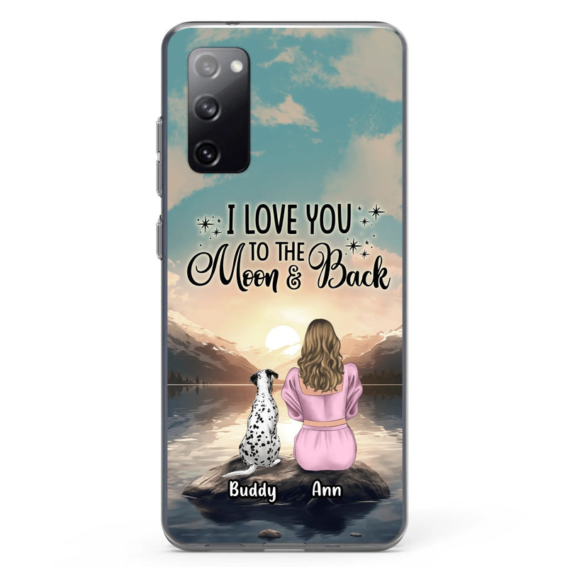 Personalized Dog Mom Phone Case - Up to 6 Dogs - Gift Idea for Dog Lovers - I Love You To The Moon & Back - Case for iPhone/Samsung