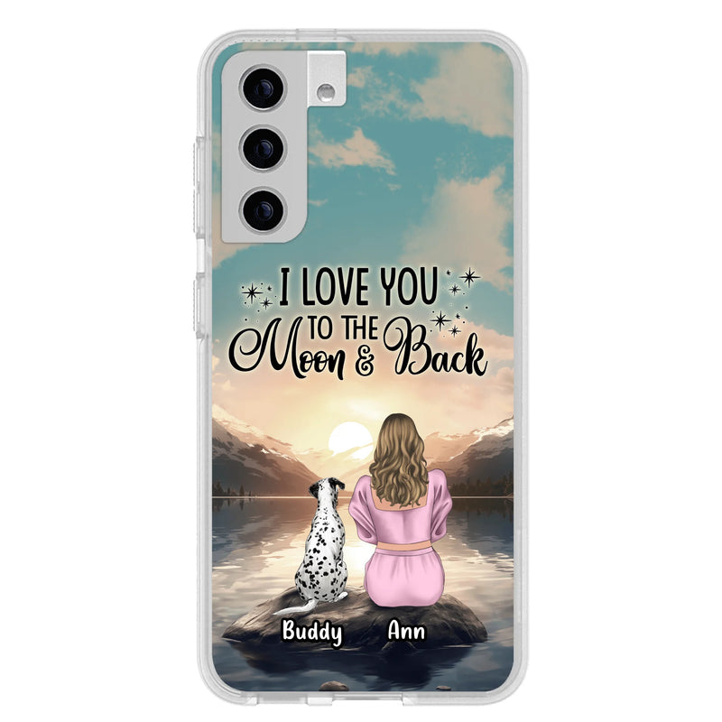 Personalized Dog Mom Phone Case - Up to 6 Dogs - Gift Idea for Dog Lovers - I Love You To The Moon & Back - Case for iPhone/Samsung