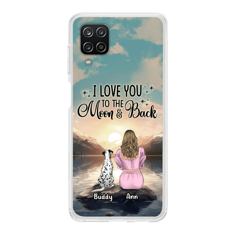 Personalized Dog Mom Phone Case - Up to 6 Dogs - Gift Idea for Dog Lovers - I Love You To The Moon & Back - Case for iPhone/Samsung