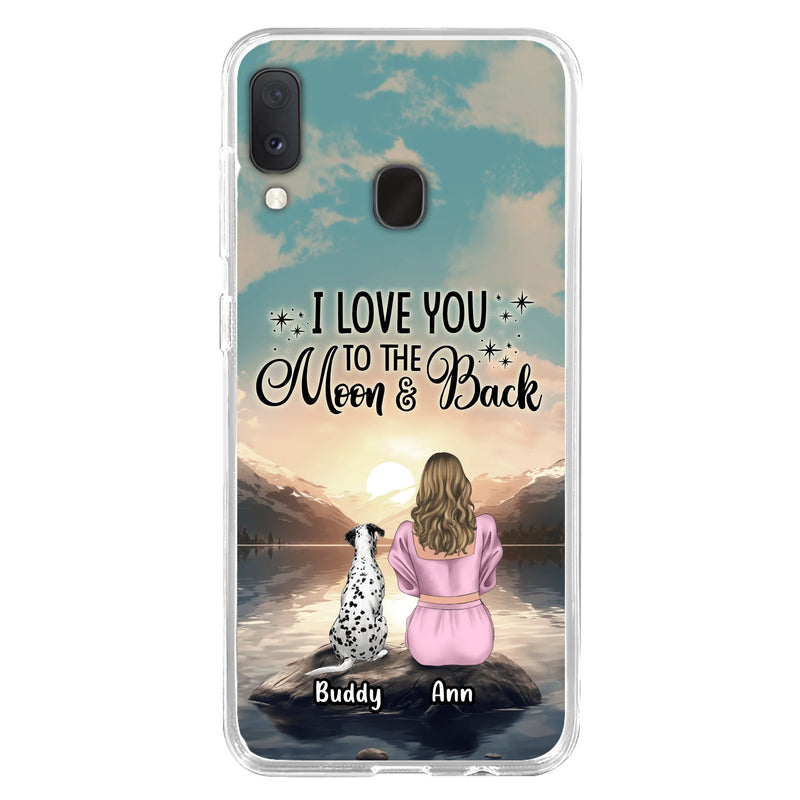 Personalized Dog Mom Phone Case - Up to 6 Dogs - Gift Idea for Dog Lovers - I Love You To The Moon & Back - Case for iPhone/Samsung