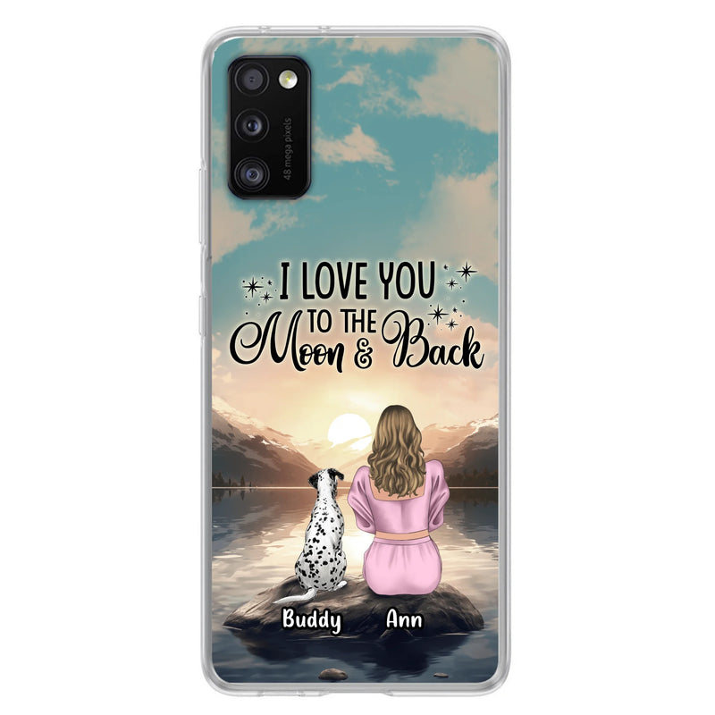 Personalized Dog Mom Phone Case - Up to 6 Dogs - Gift Idea for Dog Lovers - I Love You To The Moon & Back - Case for iPhone/Samsung