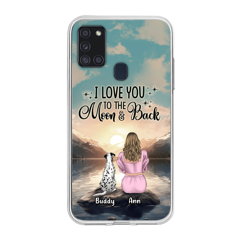 Personalized Dog Mom Phone Case - Up to 6 Dogs - Gift Idea for Dog Lovers - I Love You To The Moon & Back - Case for iPhone/Samsung