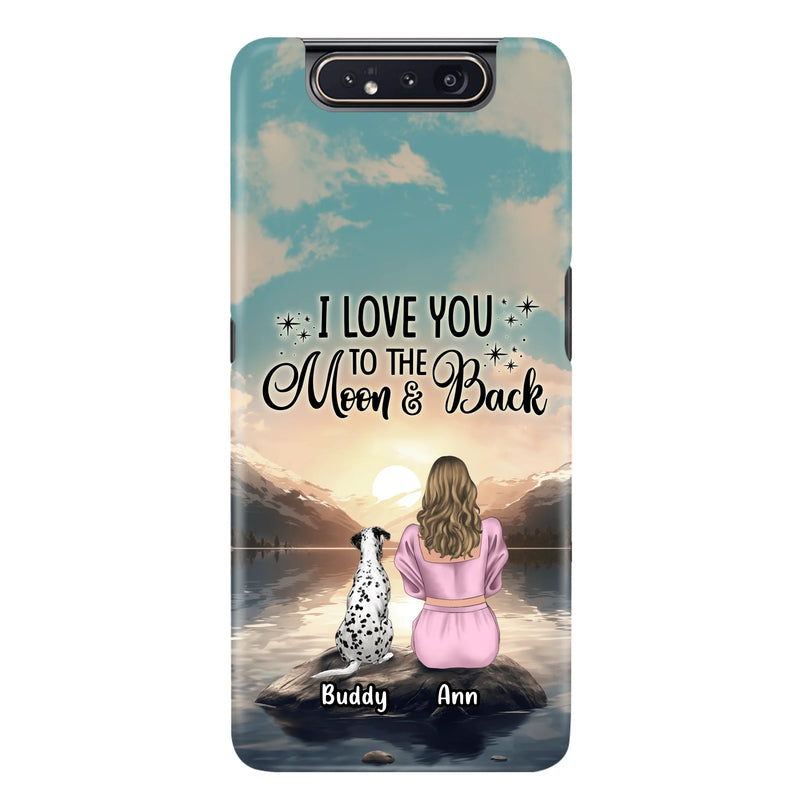 Personalized Dog Mom Phone Case - Up to 6 Dogs - Gift Idea for Dog Lovers - I Love You To The Moon & Back - Case for iPhone/Samsung
