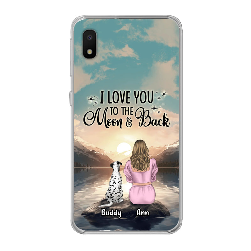 Personalized Dog Mom Phone Case - Up to 6 Dogs - Gift Idea for Dog Lovers - I Love You To The Moon & Back - Case for iPhone/Samsung