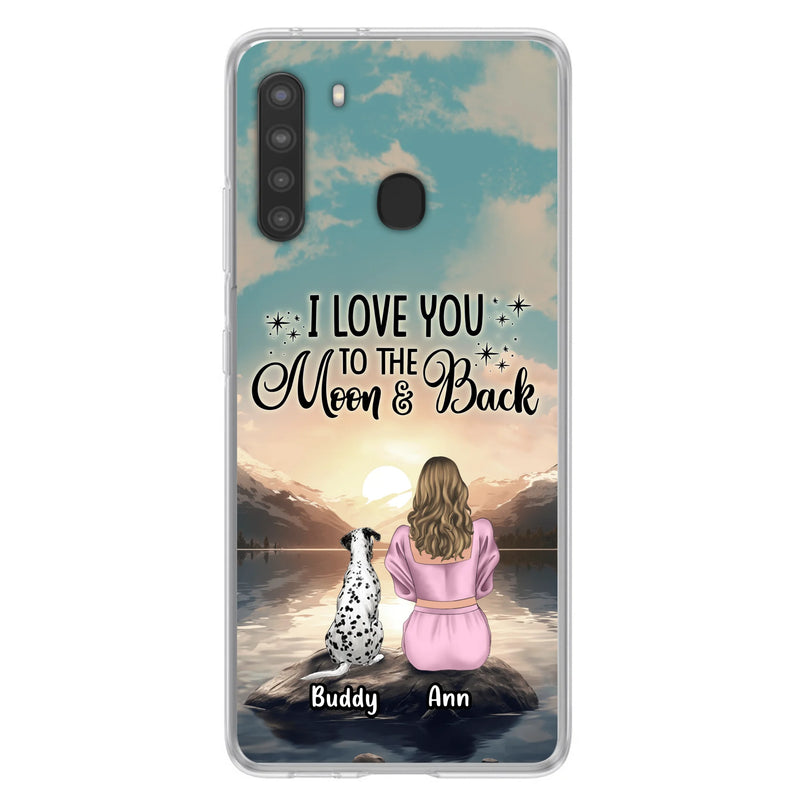 Personalized Dog Mom Phone Case - Up to 6 Dogs - Gift Idea for Dog Lovers - I Love You To The Moon & Back - Case for iPhone/Samsung
