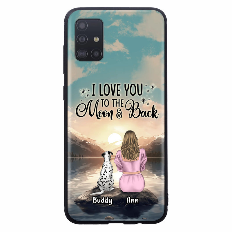 Personalized Dog Mom Phone Case - Up to 6 Dogs - Gift Idea for Dog Lovers - I Love You To The Moon & Back - Case for iPhone/Samsung