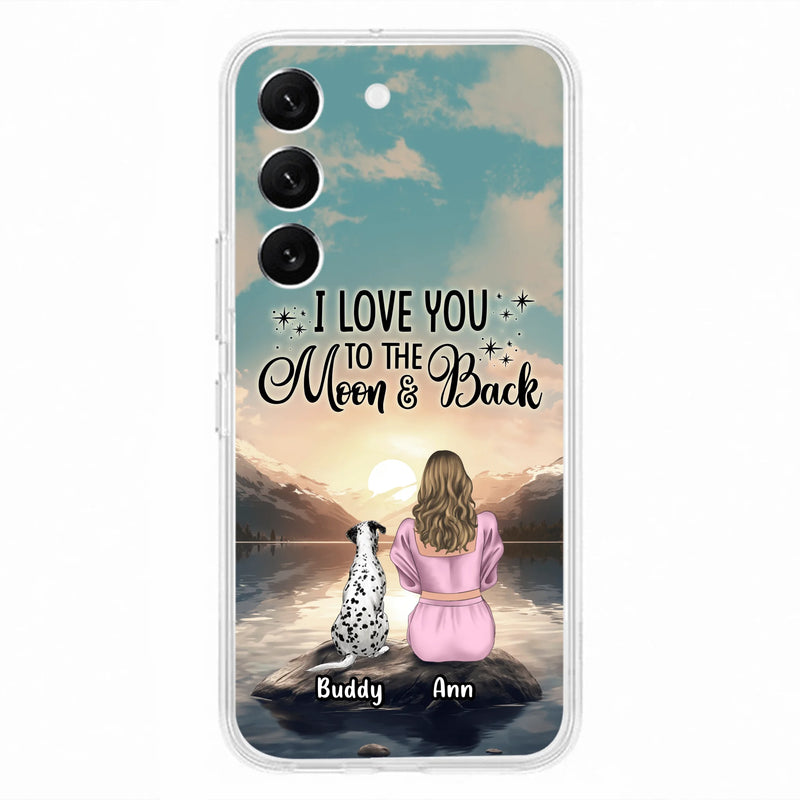 Personalized Dog Mom Phone Case - Up to 6 Dogs - Gift Idea for Dog Lovers - I Love You To The Moon & Back - Case for iPhone/Samsung