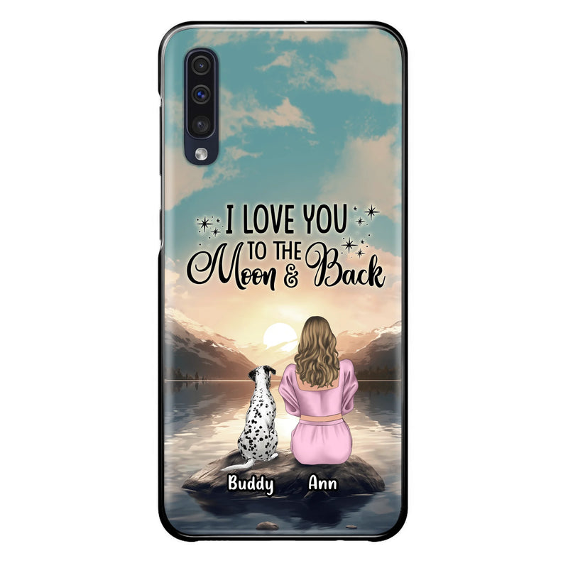 Personalized Dog Mom Phone Case - Up to 6 Dogs - Gift Idea for Dog Lovers - I Love You To The Moon & Back - Case for iPhone/Samsung