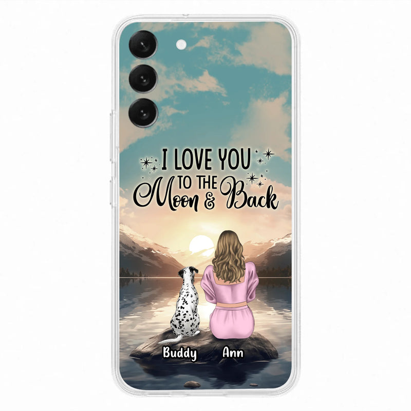 Personalized Dog Mom Phone Case - Up to 6 Dogs - Gift Idea for Dog Lovers - I Love You To The Moon & Back - Case for iPhone/Samsung
