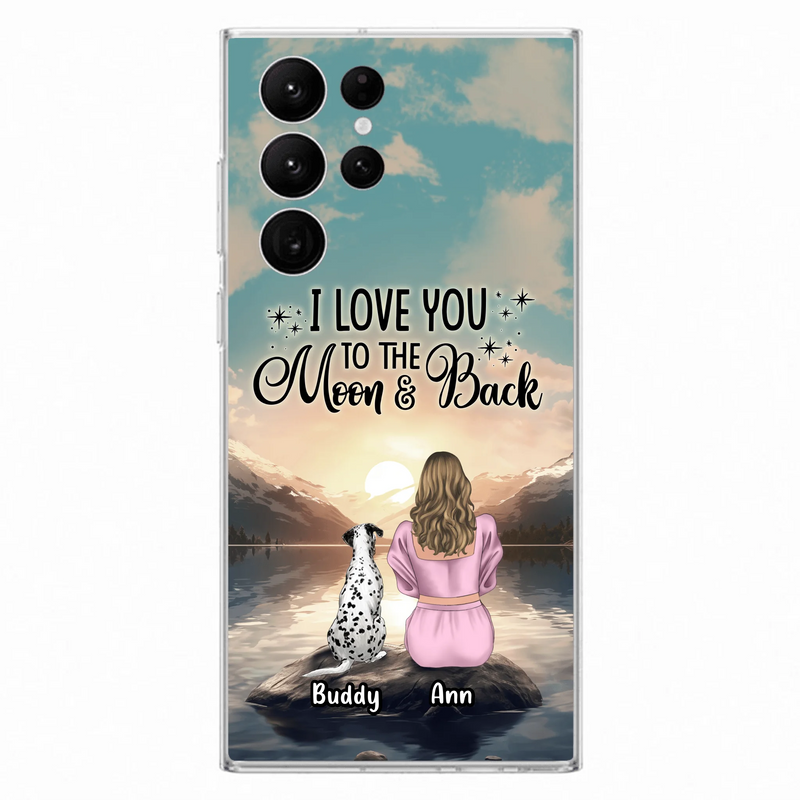 Personalized Dog Mom Phone Case - Up to 6 Dogs - Gift Idea for Dog Lovers - I Love You To The Moon & Back - Case for iPhone/Samsung