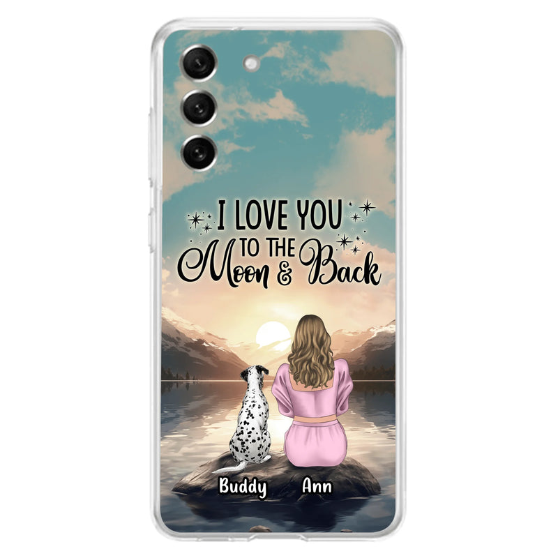 Personalized Dog Mom Phone Case - Up to 6 Dogs - Gift Idea for Dog Lovers - I Love You To The Moon & Back - Case for iPhone/Samsung