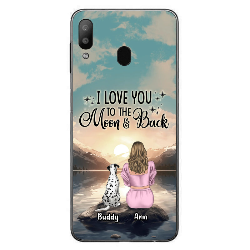 Personalized Dog Mom Phone Case - Up to 6 Dogs - Gift Idea for Dog Lovers - I Love You To The Moon & Back - Case for iPhone/Samsung