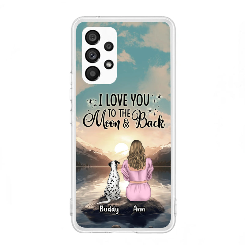 Personalized Dog Mom Phone Case - Up to 6 Dogs - Gift Idea for Dog Lovers - I Love You To The Moon & Back - Case for iPhone/Samsung
