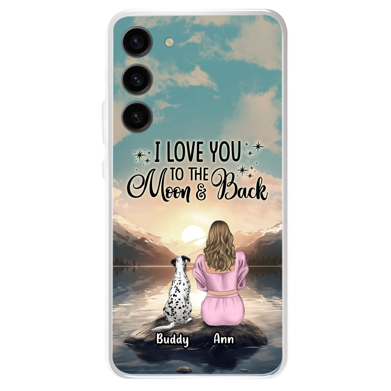 Personalized Dog Mom Phone Case - Up to 6 Dogs - Gift Idea for Dog Lovers - I Love You To The Moon & Back - Case for iPhone/Samsung