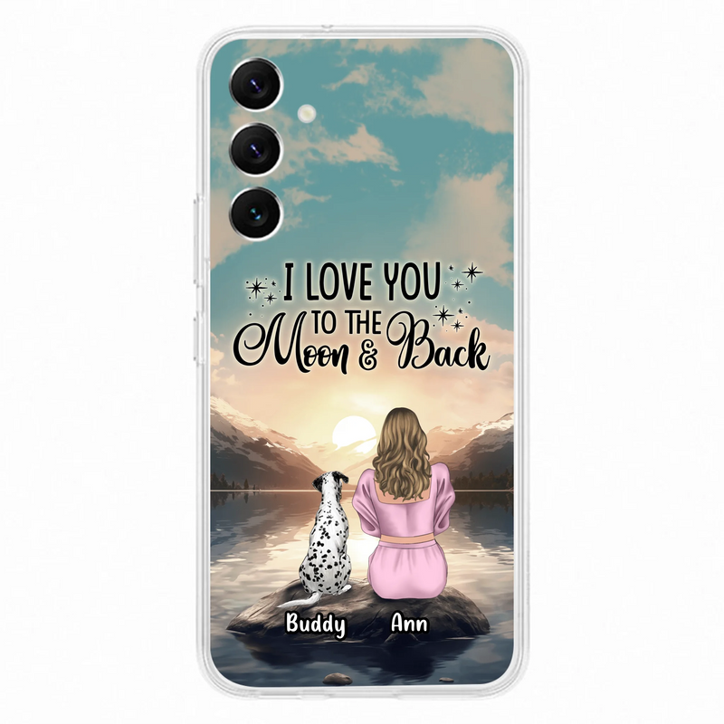Personalized Dog Mom Phone Case - Up to 6 Dogs - Gift Idea for Dog Lovers - I Love You To The Moon & Back - Case for iPhone/Samsung
