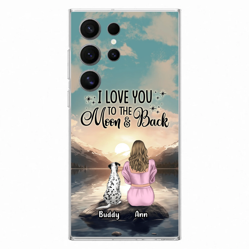 Personalized Dog Mom Phone Case - Up to 6 Dogs - Gift Idea for Dog Lovers - I Love You To The Moon & Back - Case for iPhone/Samsung