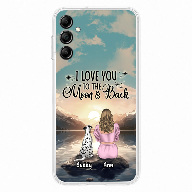 Personalized Dog Mom Phone Case - Up to 6 Dogs - Gift Idea for Dog Lovers - I Love You To The Moon & Back - Case for iPhone/Samsung