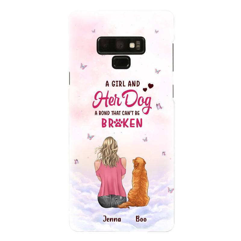 Personalized Dog Mom Phone Case - Up to 5 Dogs - Gift Idea For Dog Lovers - A Girl And Her Dog A Bond That Can't Be Broken - Case for iPhone/Samsung