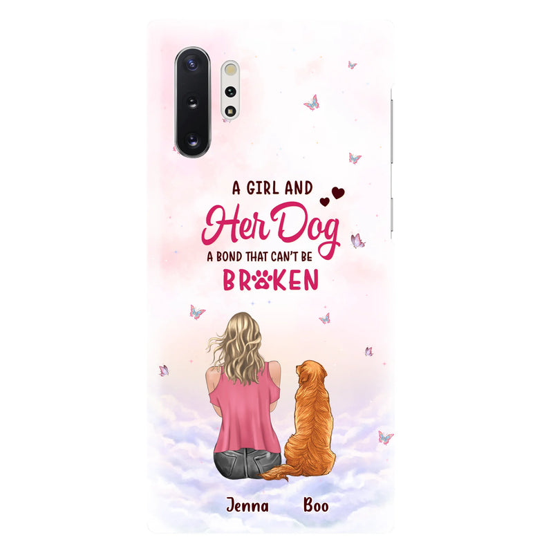Personalized Dog Mom Phone Case - Up to 5 Dogs - Gift Idea For Dog Lovers - A Girl And Her Dog A Bond That Can't Be Broken - Case for iPhone/Samsung