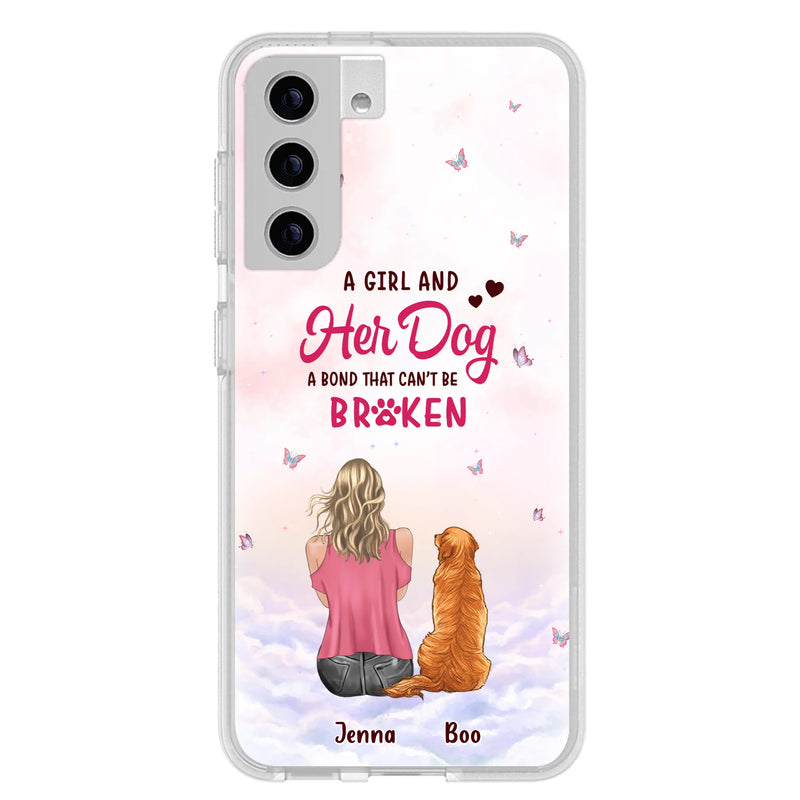 Personalized Dog Mom Phone Case - Up to 5 Dogs - Gift Idea For Dog Lovers - A Girl And Her Dog A Bond That Can't Be Broken - Case for iPhone/Samsung