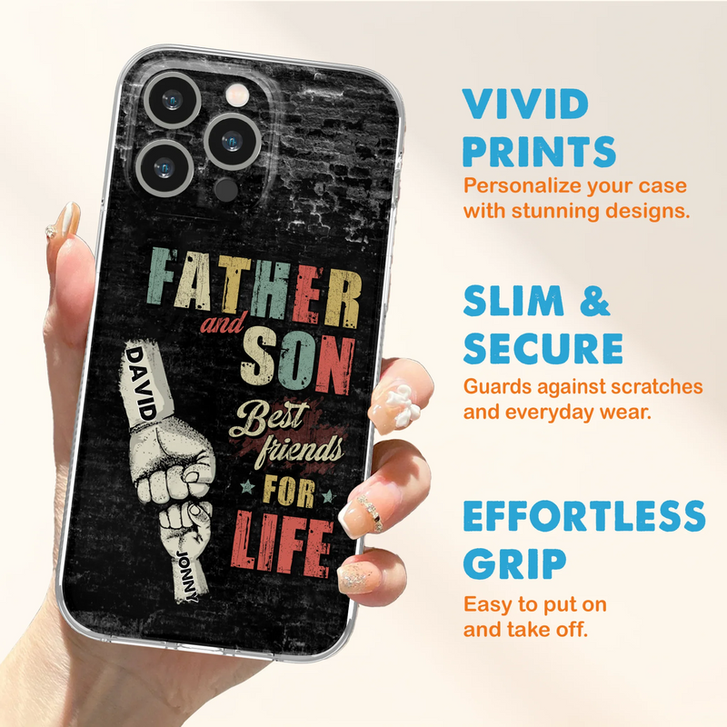 Personalized Father Phone Case - Up to 5 Children - Father's Day Gift Idea from Sons/Daughters - Father And Son/Daughter Best Friends For Life - Case for iPhone/Samsung