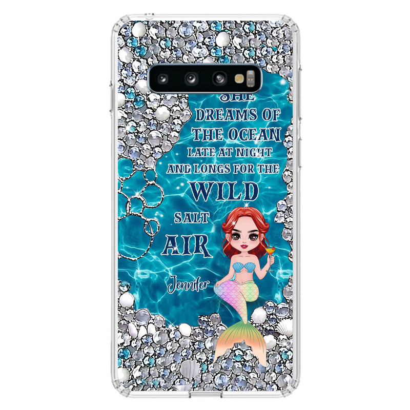 Custom Personalized Mermaid Phone Case - Gift Idea For Ocean Lovers/Mermaid - She Dreams Of The Ocean Late At Night  - Case For iPhone & Samsung