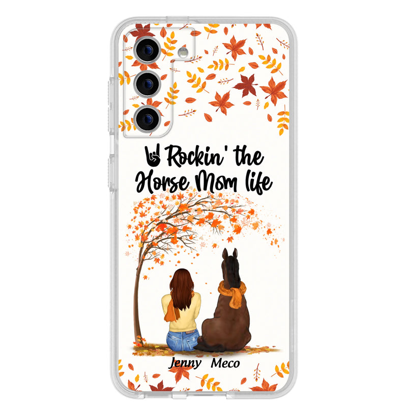 Custom Personalized Horse Mom In Autumn Phone Case - Girl With Upto 3 Horses - Case For iPhone And Samsung