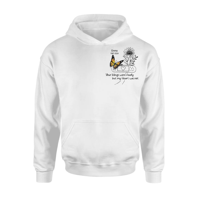 Personalized Memorial Unisex T-shirt/Long Sleeve/Sweatshirt/Hoodie - Memorial Gift Idea - Your Wings Were Ready But My Heart Was Not